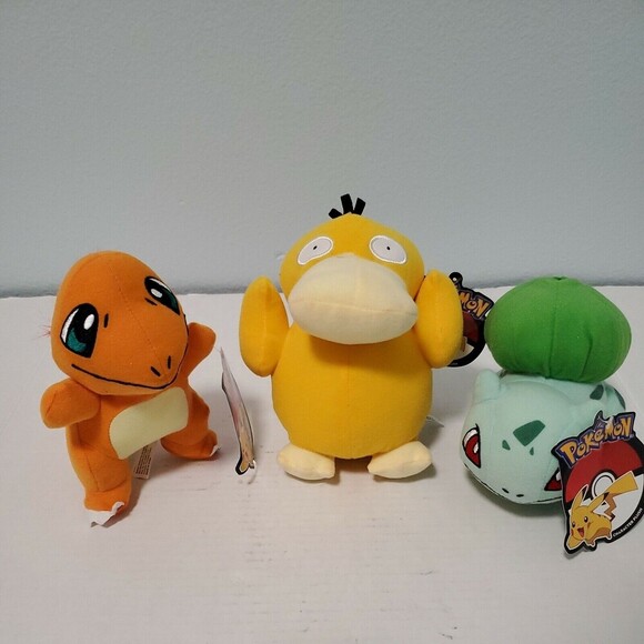 Pokemon Plush 6" Lot Of 3 Charmander Psyduck and Bulbasaur NWT - Picture 1 of 10